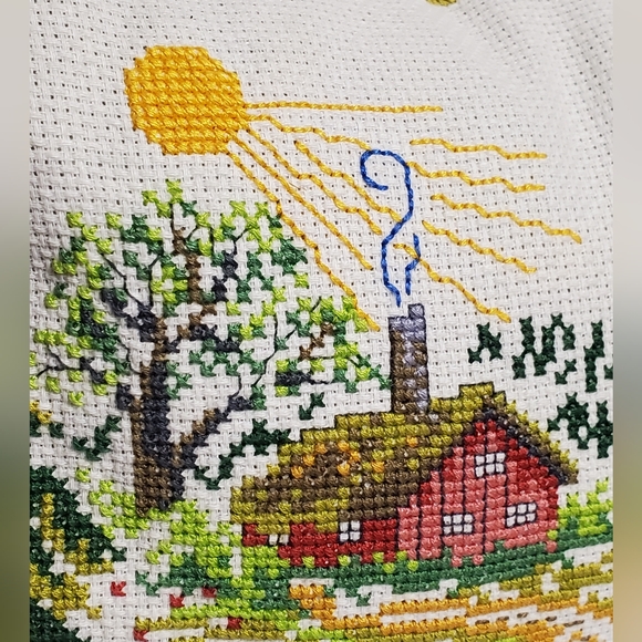 Handmade Cross Stitch Throw Pillow - Picture 6 of 13